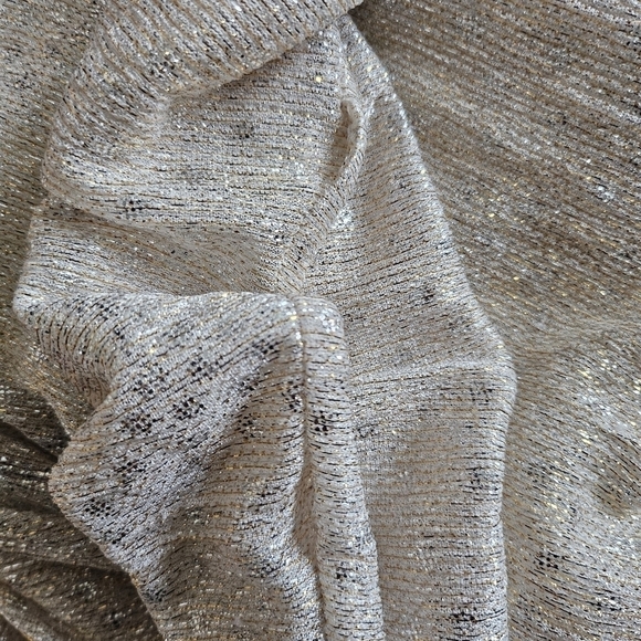 Talbot Runhof Gold/Silver Metallic Effect Ruched Midi Dress Size US14/DE44 - Picture 17 of 17